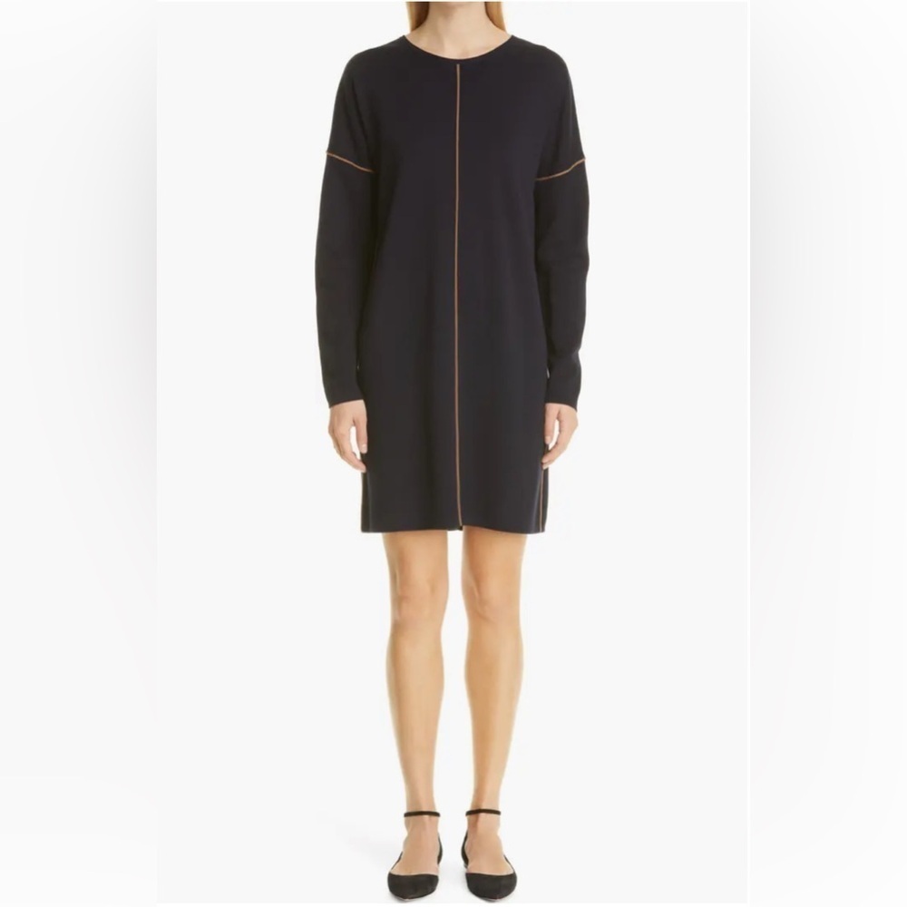 Max Mara Tanaro Long Sleeve Virgin Wool Shift Dress Medium M